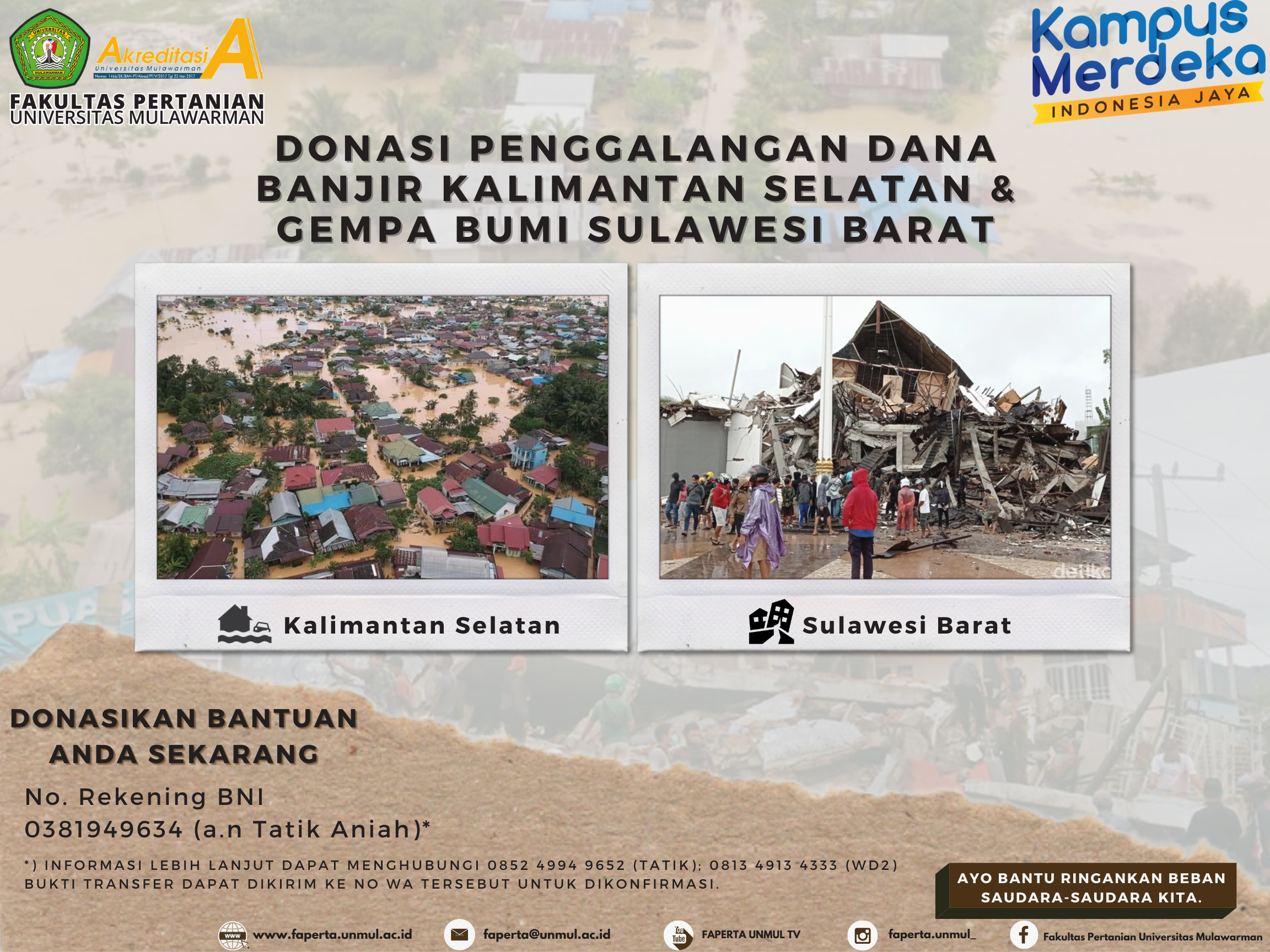 Donasi Penggalangan Dana Bencana Alam Fakultas Pertanian Universitas Mulawarman