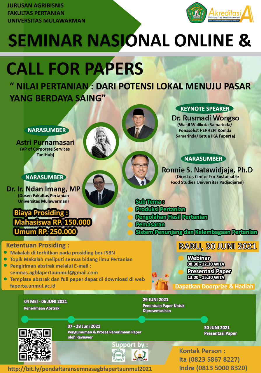 [Liputan Kegiatan] Seminar Nasional Online & Call For Papers Fakultas Pertanian Universitas Mulawarman