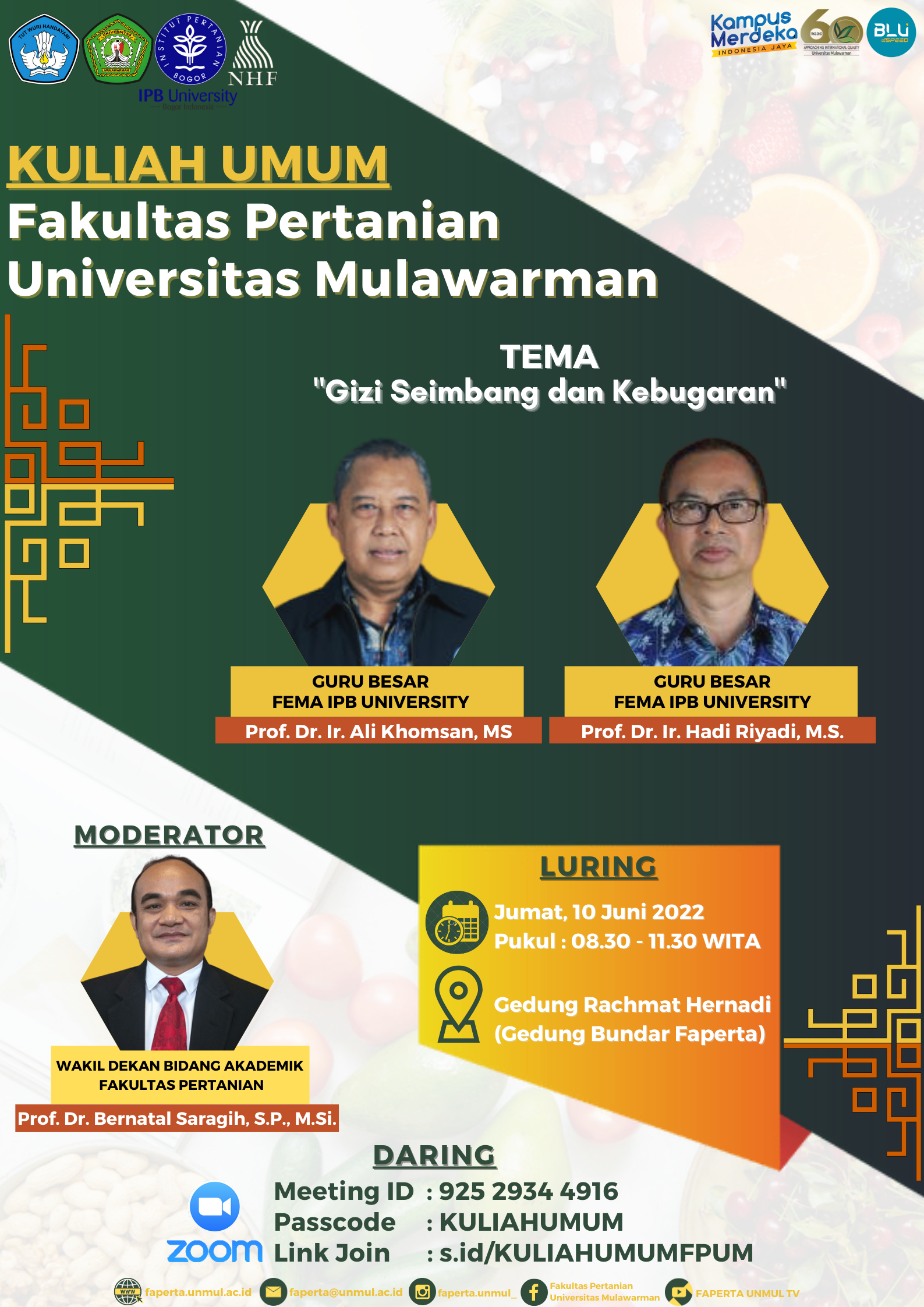 Kuliah Umum Fakultas Pertanian Universitas Mulawarman Tahun 2022