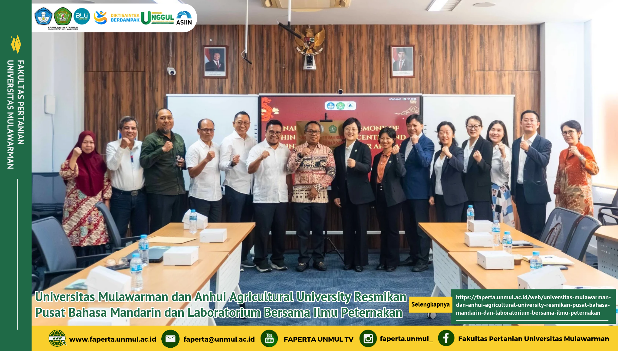 Universitas Mulawarman dan Anhui Agricultural University Resmikan Pusat Bahasa Mandarin dan Laboratorium Bersama Ilmu Peternakan