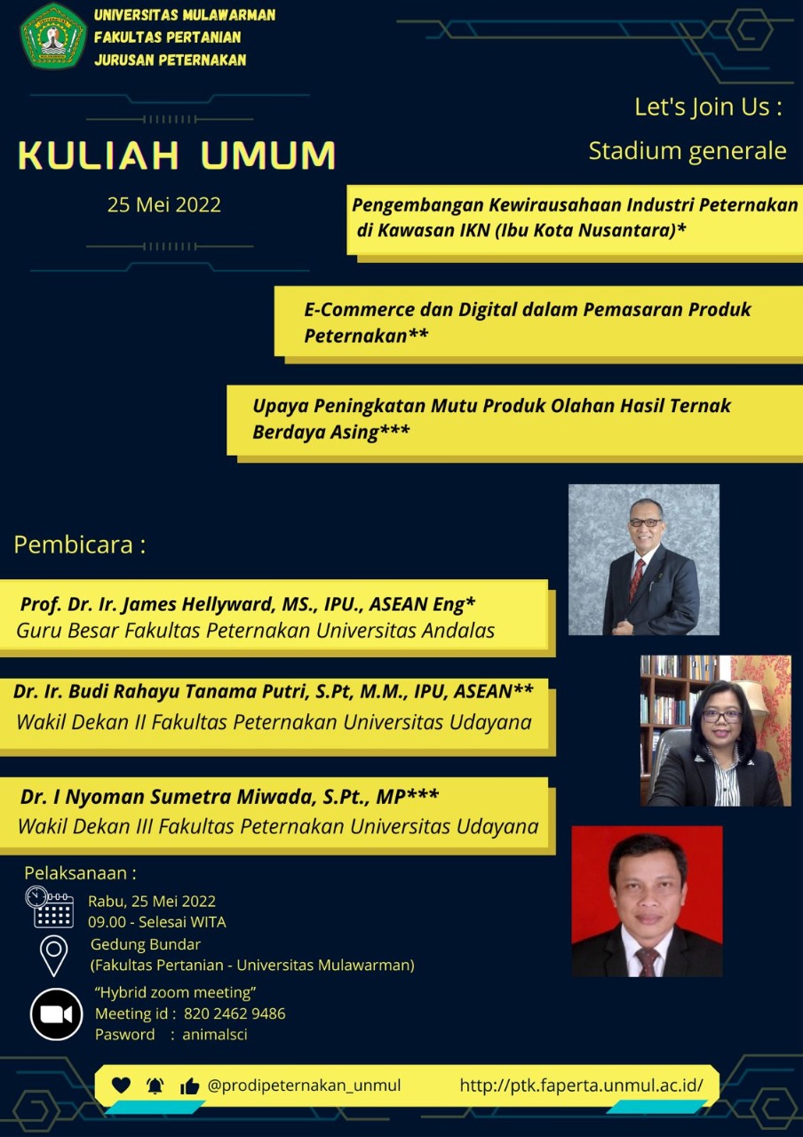 Kuliah Umum (Stadium Generale) Jurusan Peternakan Fakultas Pertanian Universitas Mulawarman Tahun 2022