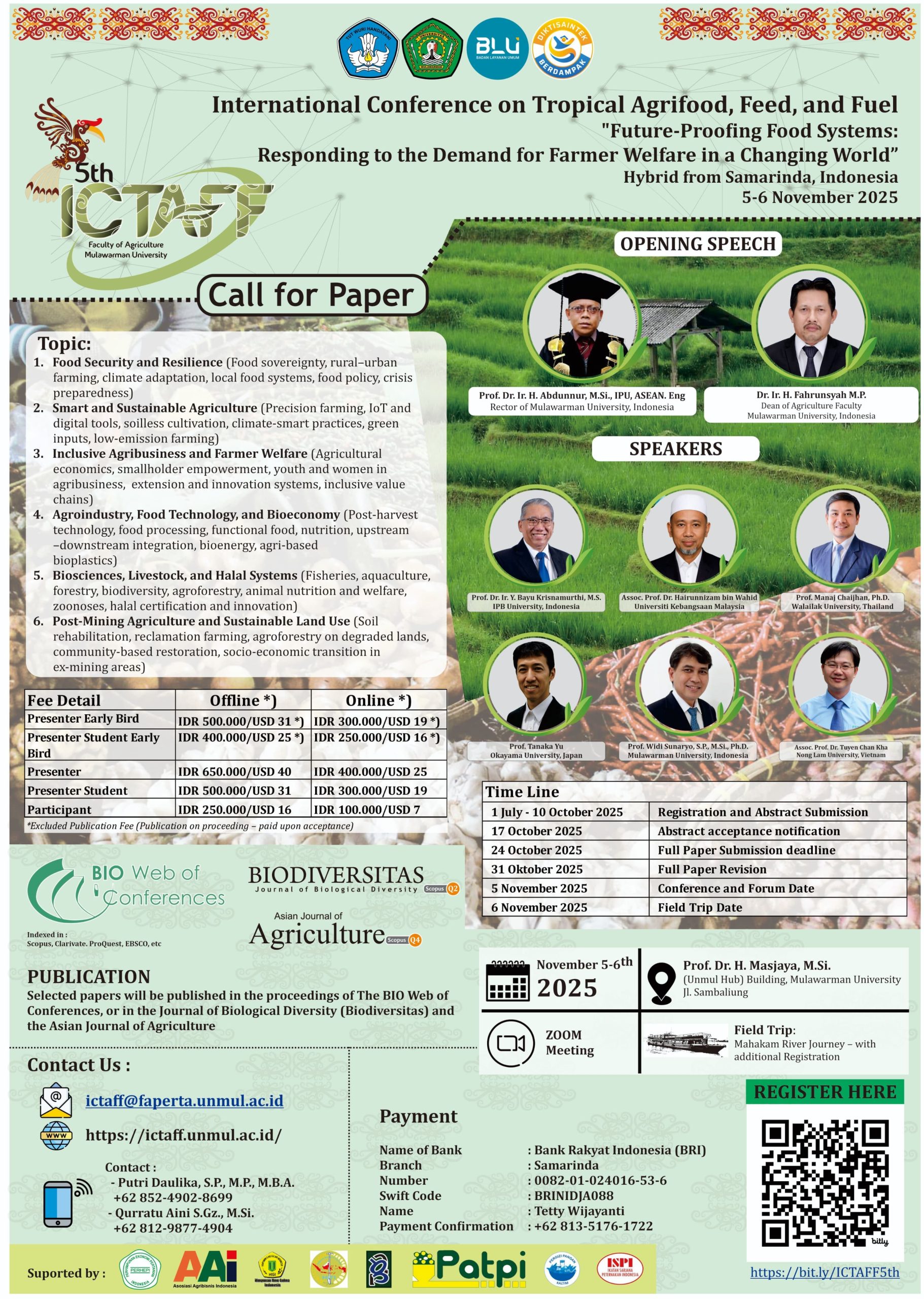 📢 CALL FOR PAPER – 5th ICTAFF 2025 (International Conference on Tropical Agrifood, Feed, and Fuel 2025)