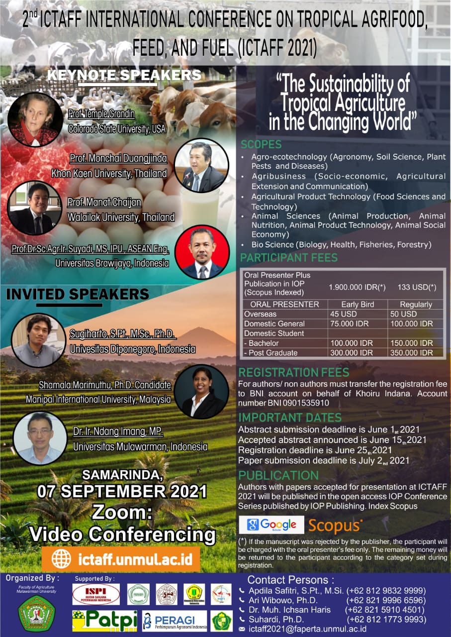 REGISTER NOW ! 2ND International Conference On Tropical Agrifood, Feed & Fuel (ICTAFF) 2021