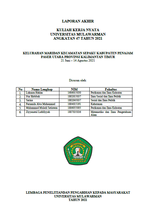 Laporan dan Luaran KKN Universitas Mulawarman Angkatan 47 Tahun 2021