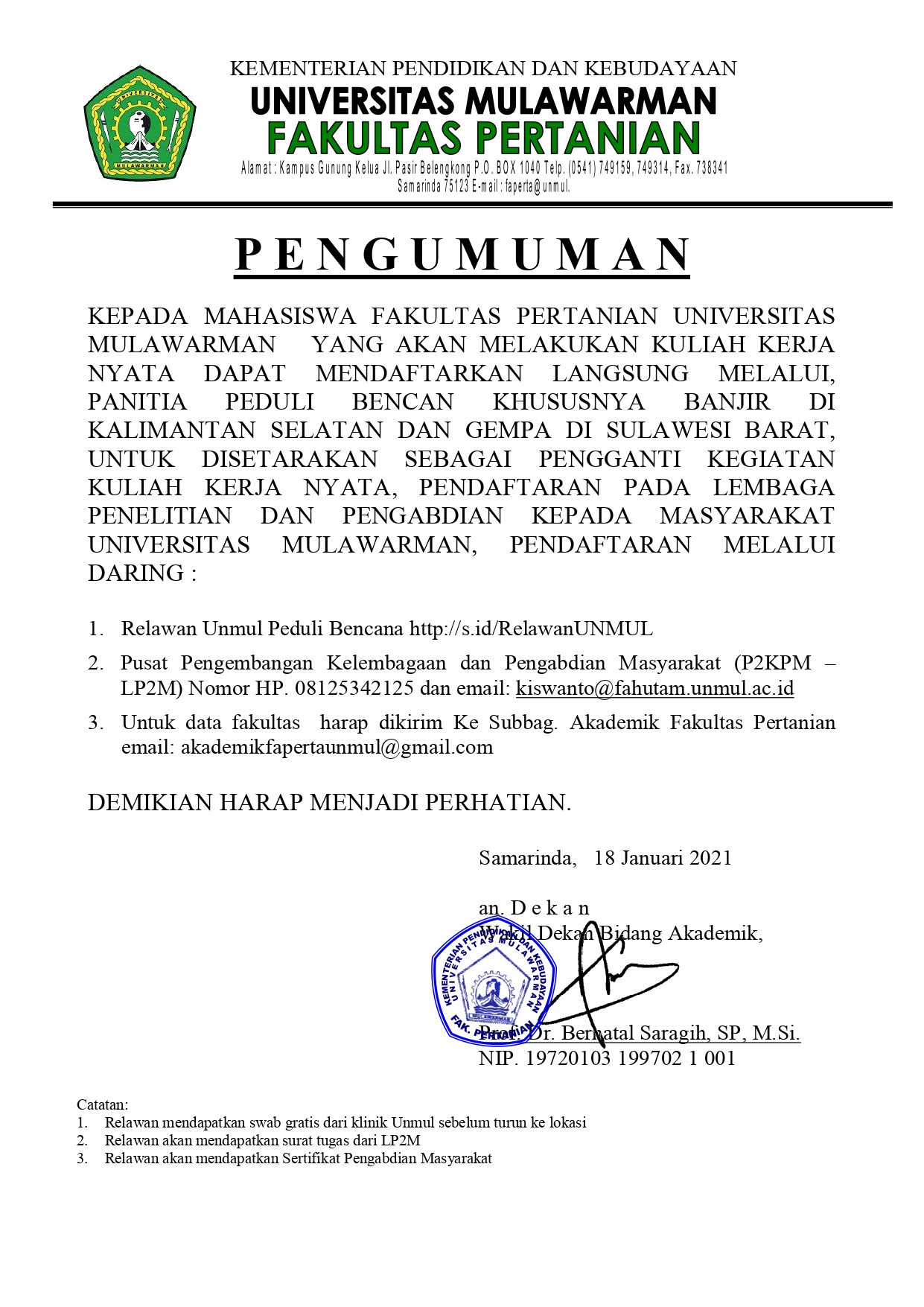 Informasi KKN Fakultas Pertanian Universitas Mulawarman
