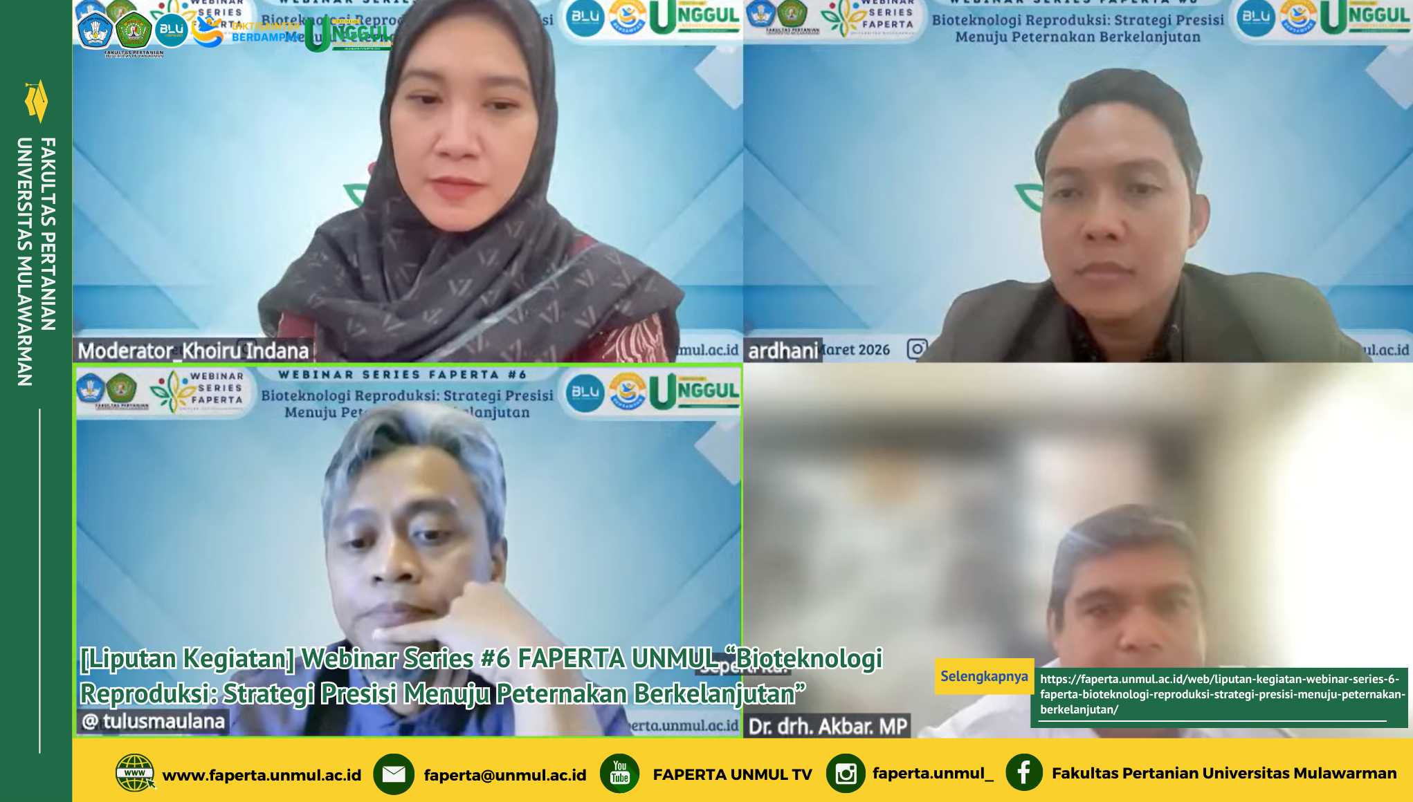 [Liputan Kegiatan] Webinar Series #6 FAPERTA “Bioteknologi Reproduksi: Strategi Presisi Menuju Peternakan Berkelanjutan”
