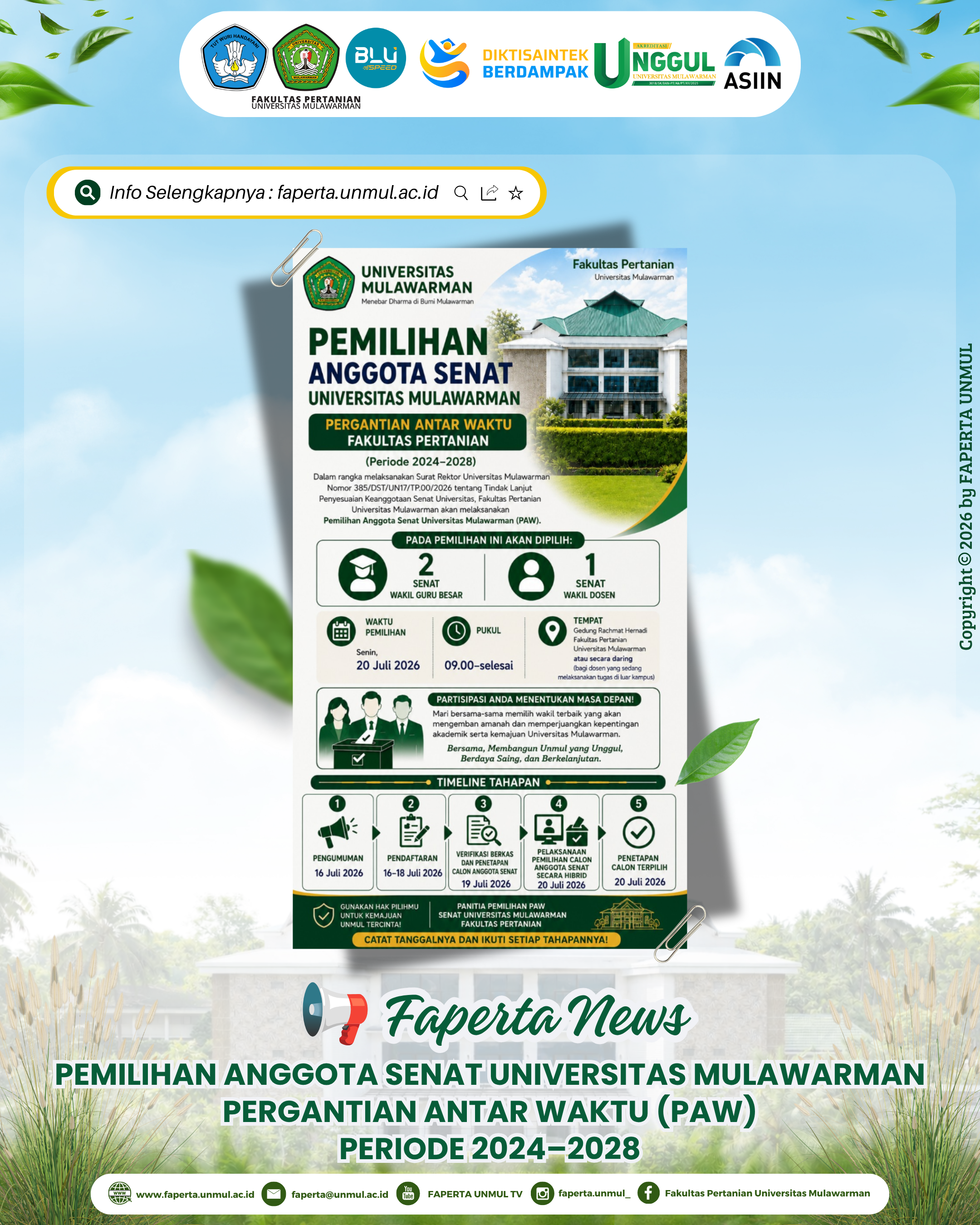 Pemilihan Anggota Senat Universitas Mulawarman Pergantian Antar Waktu (PAW) periode 2024–2028 Fakultas Pertanian Universitas Mulawarman