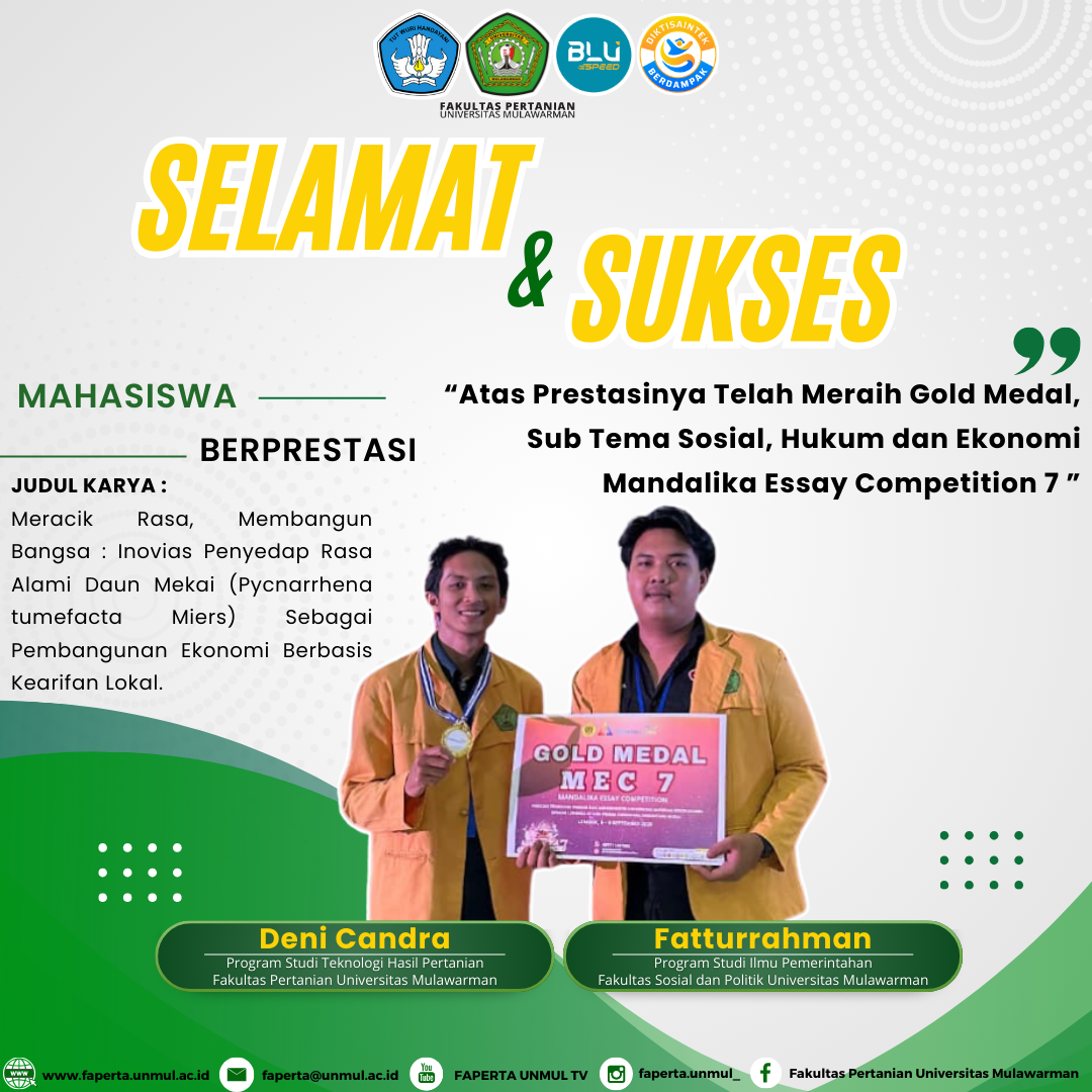 Selamat dan Sukses Kepada Mahasiswa Berprestasi Atas Pencapaiannya Meraih Gold Medal Pada Mandalika Essay Competition 7