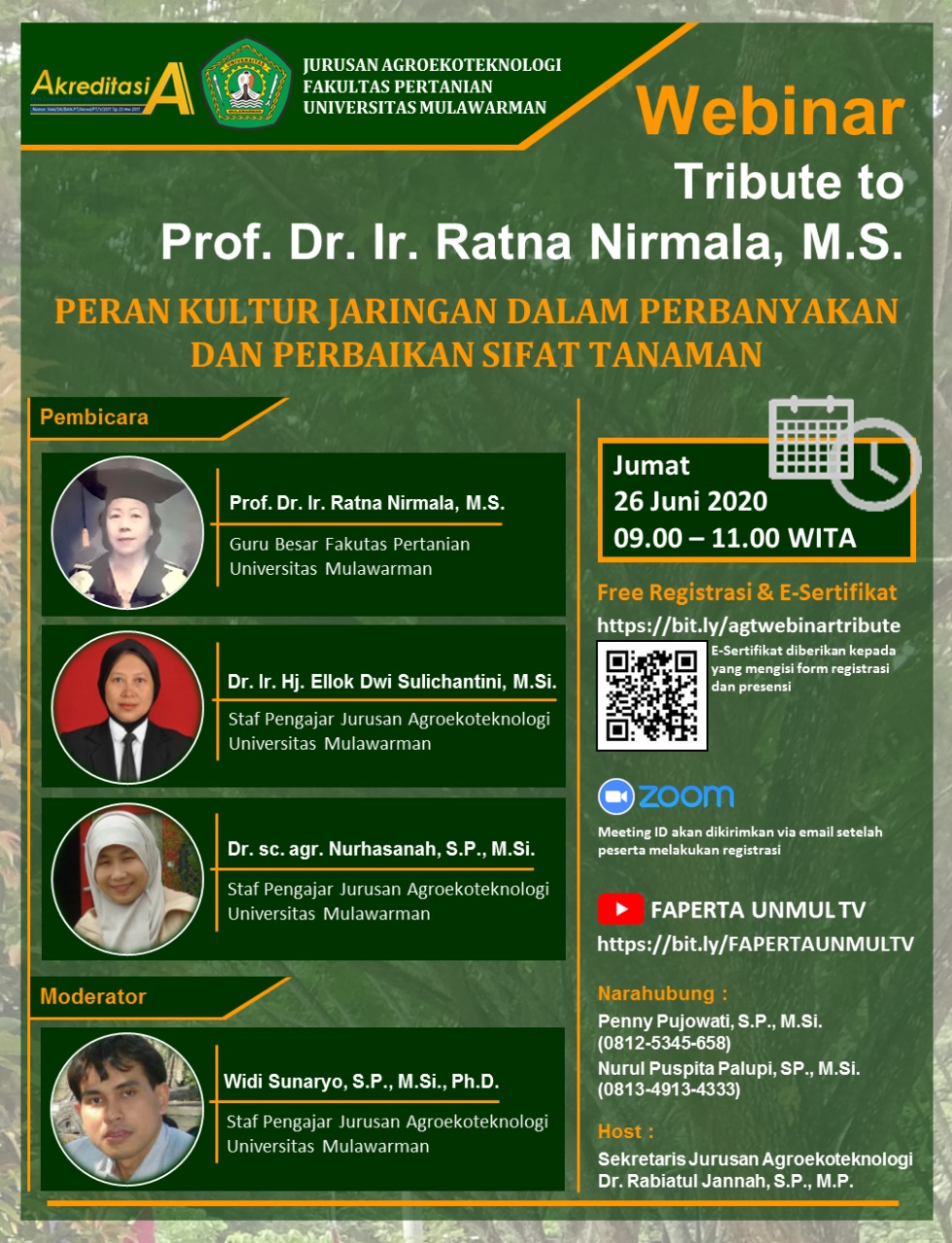 Hadiri Webinar Tribute to Ibu Prof. Dr. Ir. Ratna Nirmala, M.S.