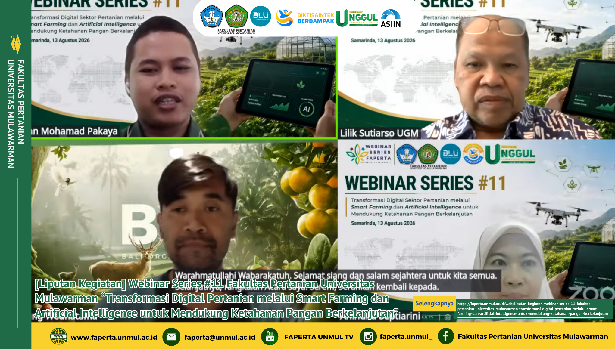 [Liputan Kegiatan] Webinar Series #11 Fakultas Pertanian Universitas Mulawarman “Transformasi Digital Pertanian melalui Smart Farming dan Artificial Intelligence untuk Mendukung Ketahanan Pangan Berkelanjutan”