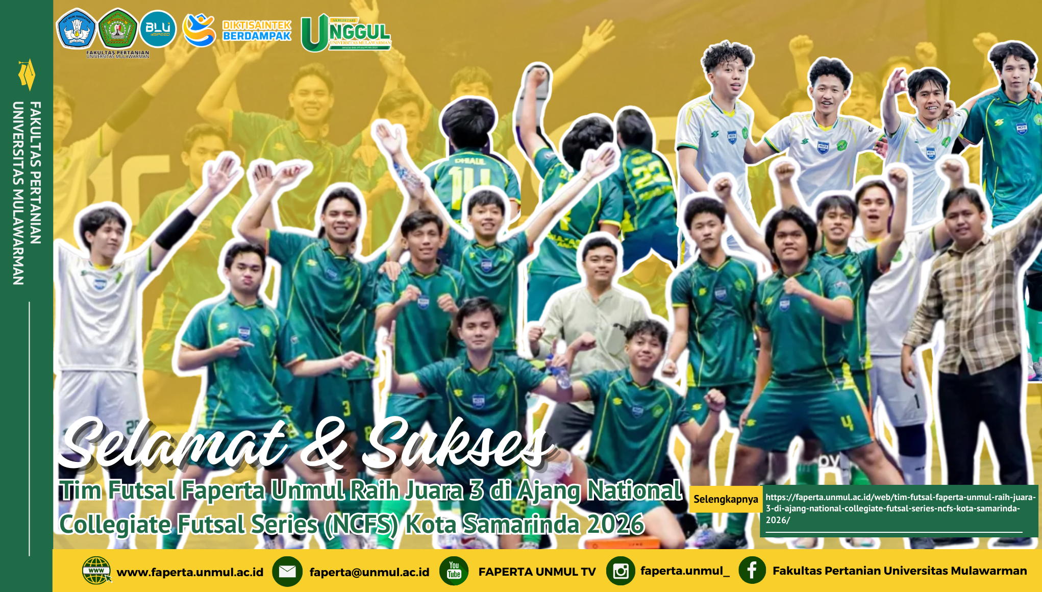 Tim Futsal Faperta Unmul Raih Juara 3 di Ajang National Collegiate Futsal Series (NCFS) Kota Samarinda 2026