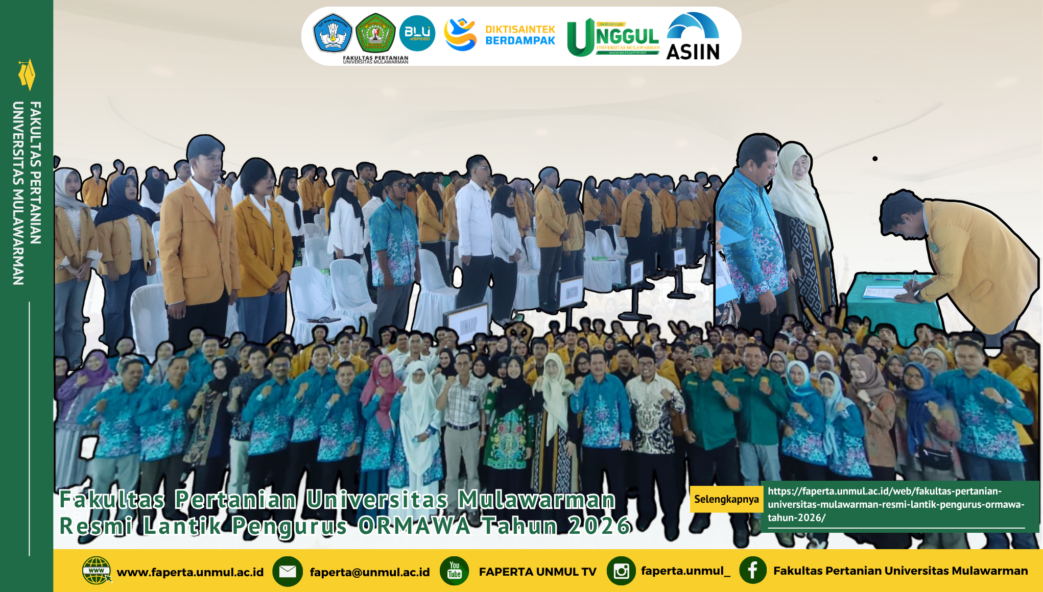 Fakultas Pertanian Universitas Mulawarman Resmi Lantik Pengurus ORMAWA Tahun 2026