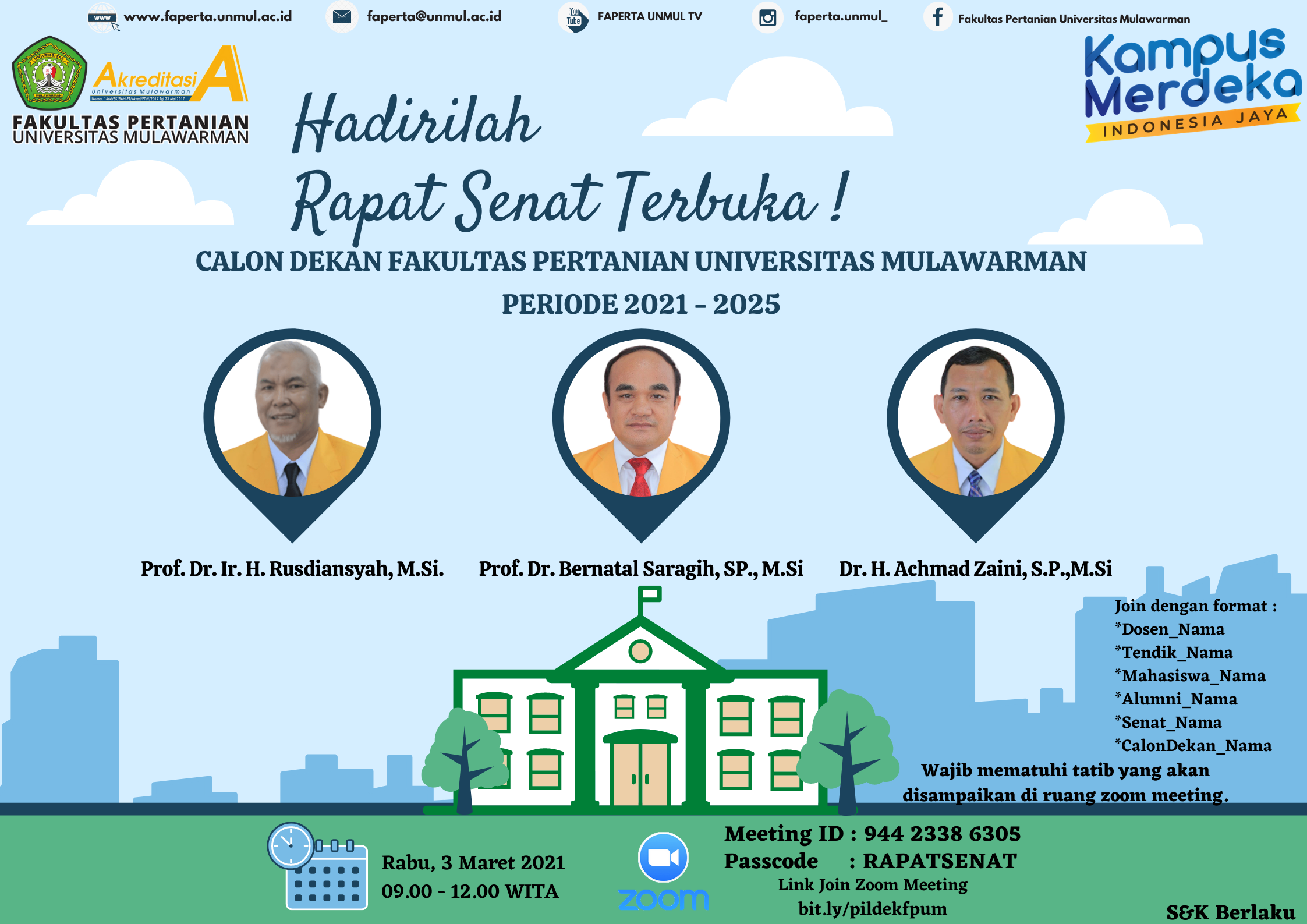 Rapat Senat Terbuka [Pemilihan Calon Dekan Fakultas Pertanian Universitas Mulawarman Periode 2021-2025]