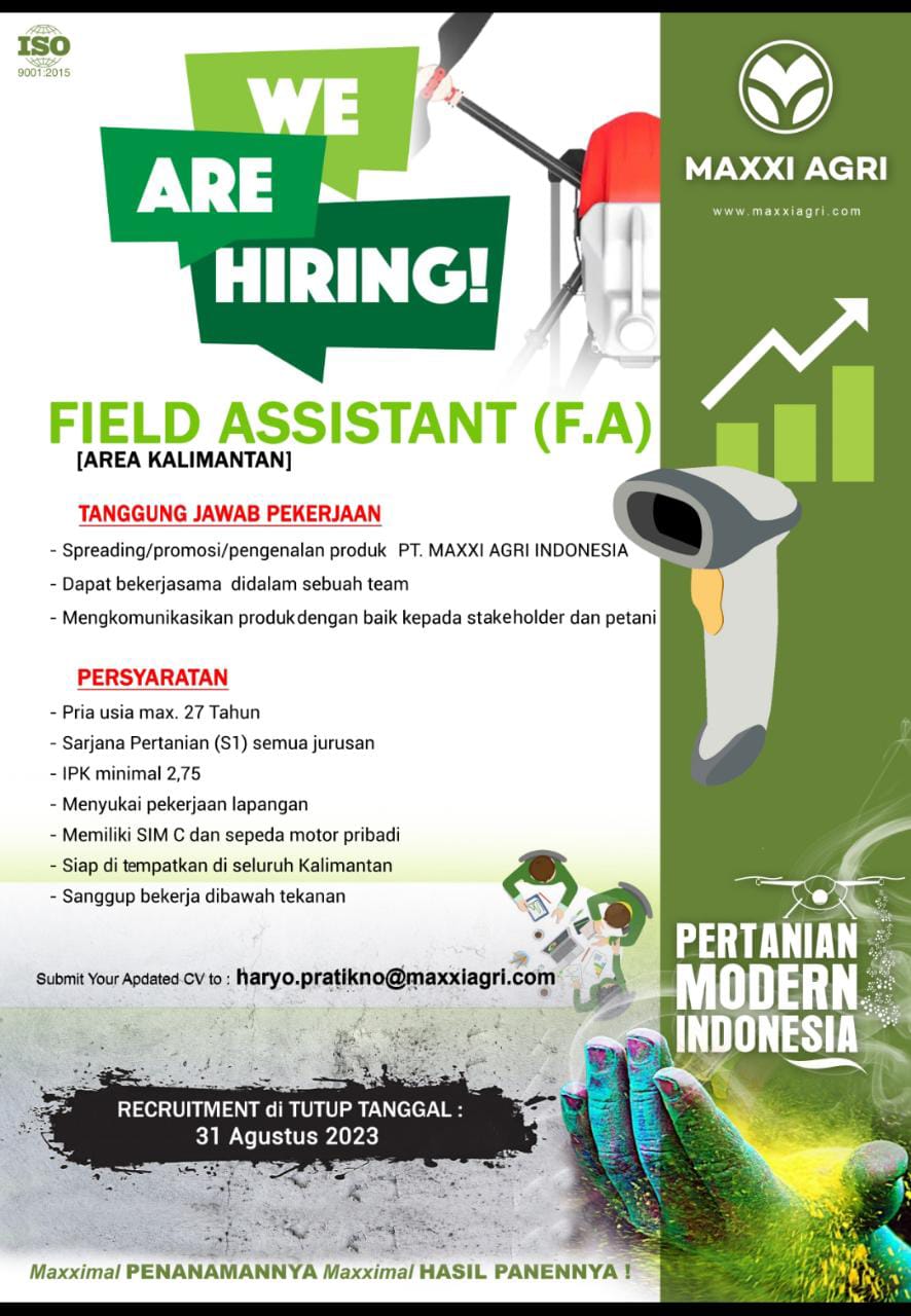 Lowongan Pekerjaan Field Assistant (F.A)
