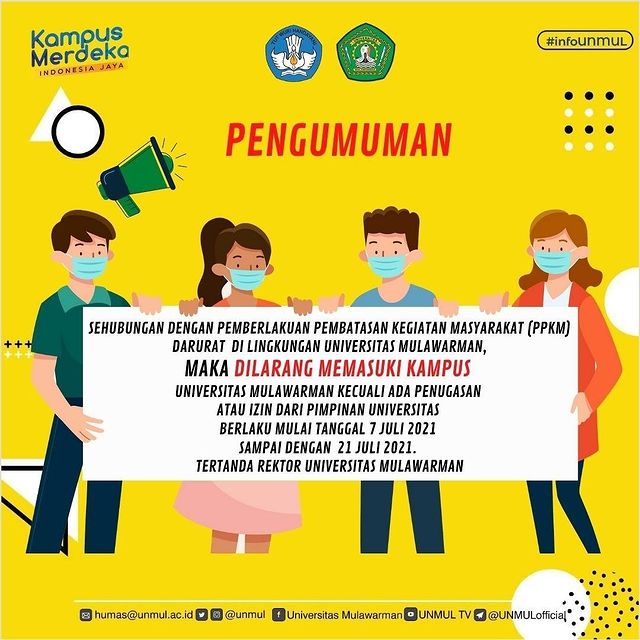 Surat Edaran Pemberlakuan PPKM Darurat di Lingkungan Universitas Mulawarman