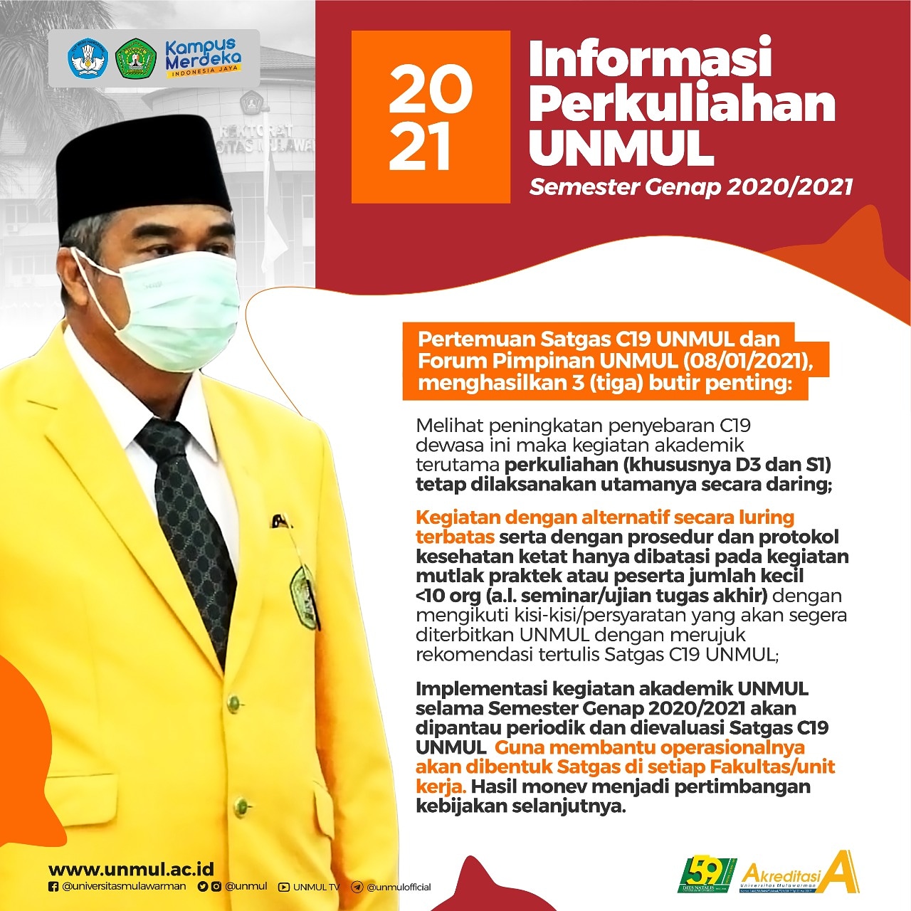 Informasi Perkuliahan UNMUL Semester Genap TA 2020/2021