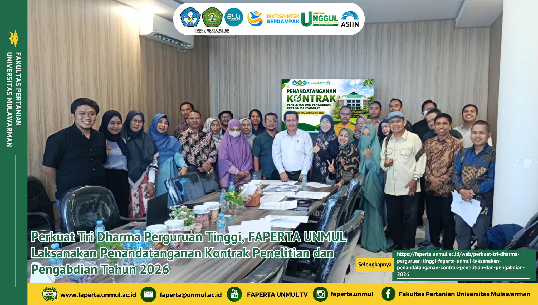 Perkuat Tri Dharma Perguruan Tinggi, Faperta Unmul Laksanakan Penandatanganan Kontrak Penelitian dan Pengabdian 2026