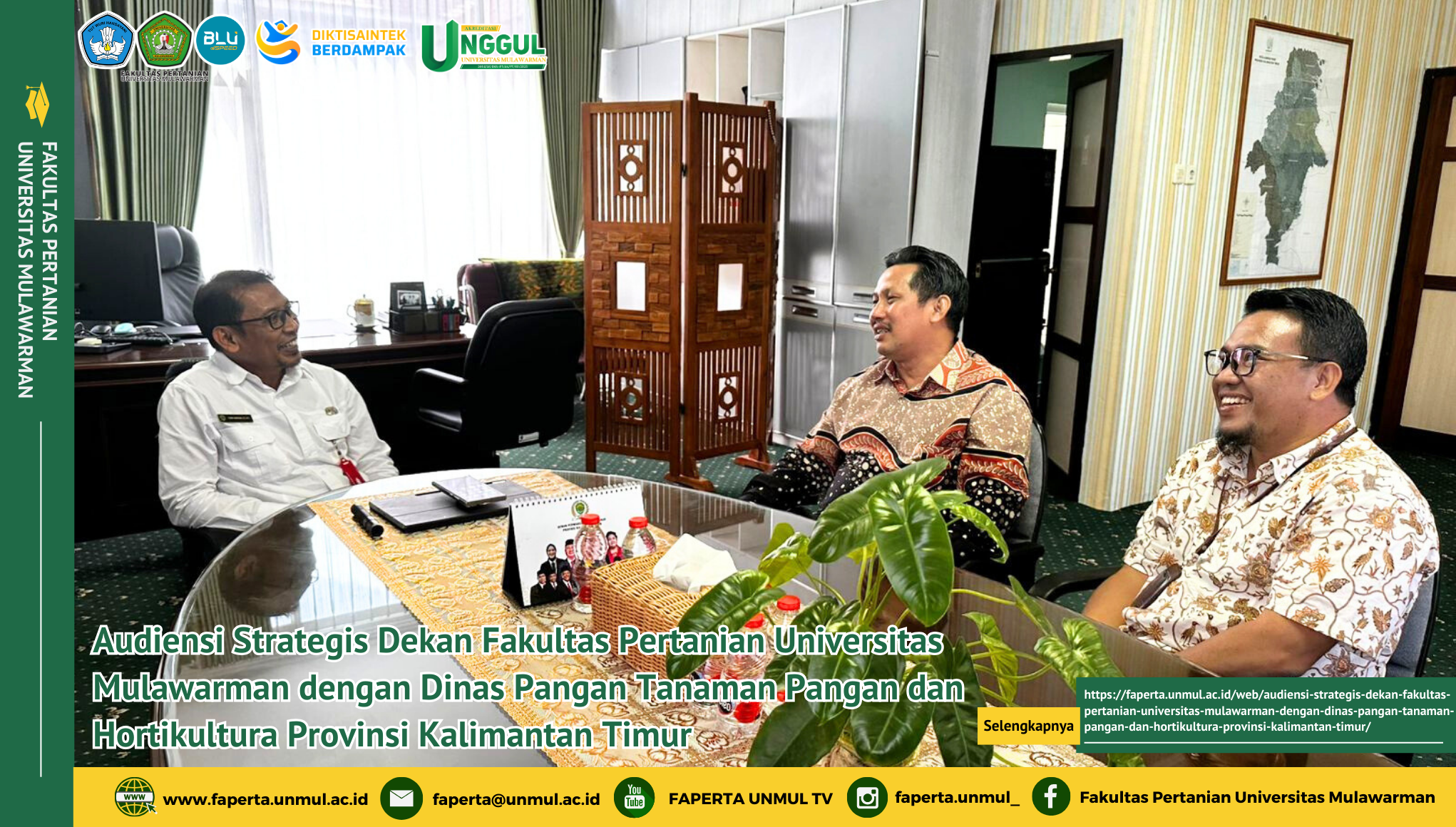 Audiensi Strategis Dekan Fakultas Pertanian Universitas Mulawarman dengan Dinas Pangan Tanaman Pangan dan Hortikultura Provinsi Kalimantan Timur