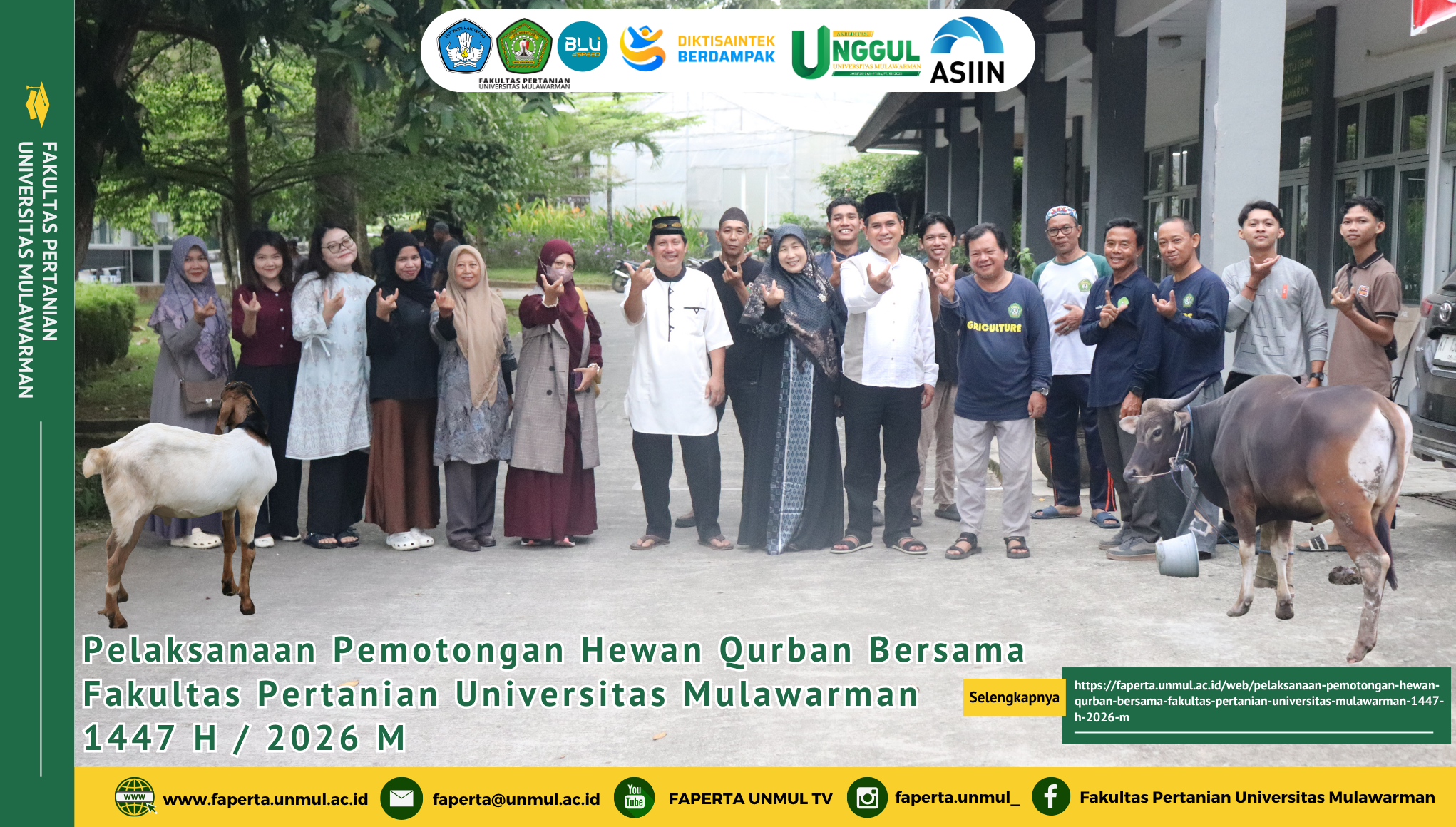 Pelaksanaan Pemotongan Hewan Qurban Bersama Fakultas Pertanian Universitas Mulawarman 1447 H / 2026 M