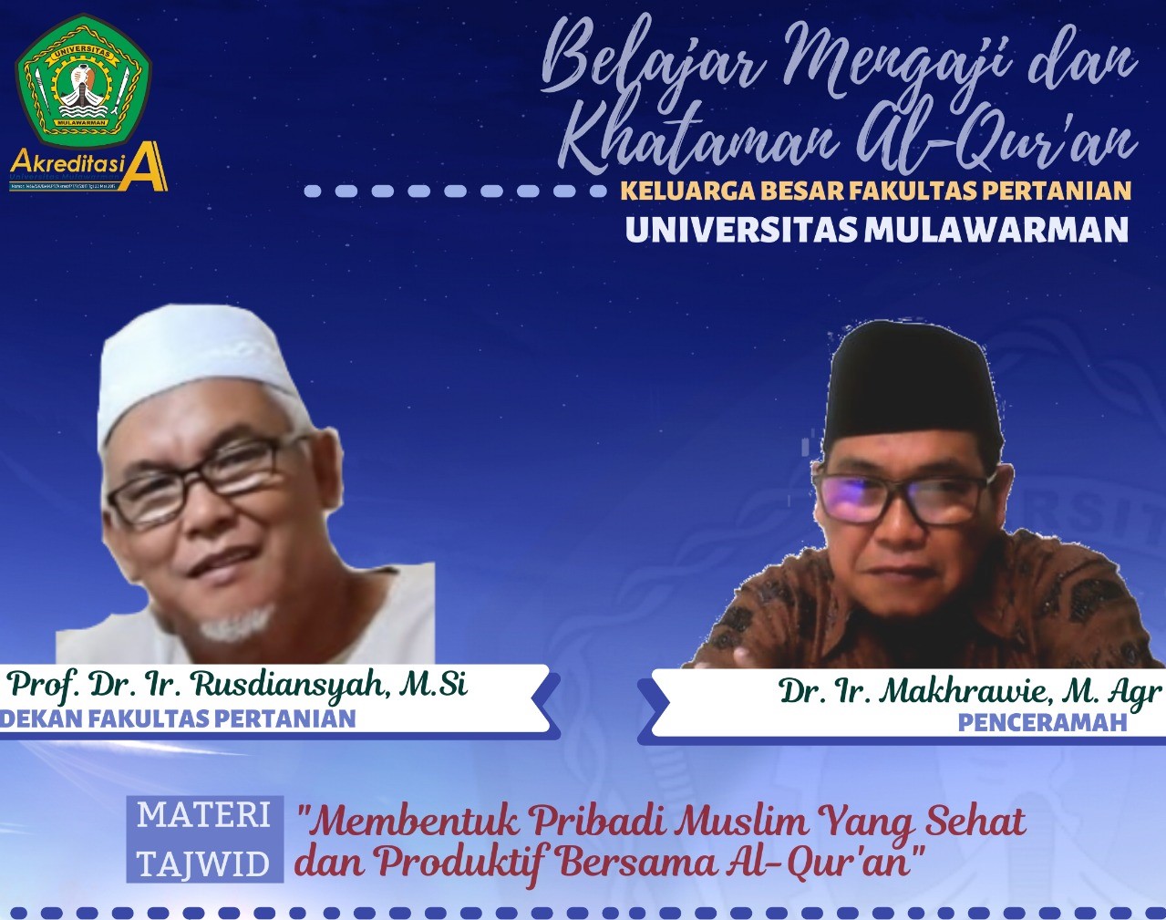 Belajar Mengaji dan Khataman Al-Qur’an Keluarga Besar Fakultas Pertanian Universitas Mulawarman