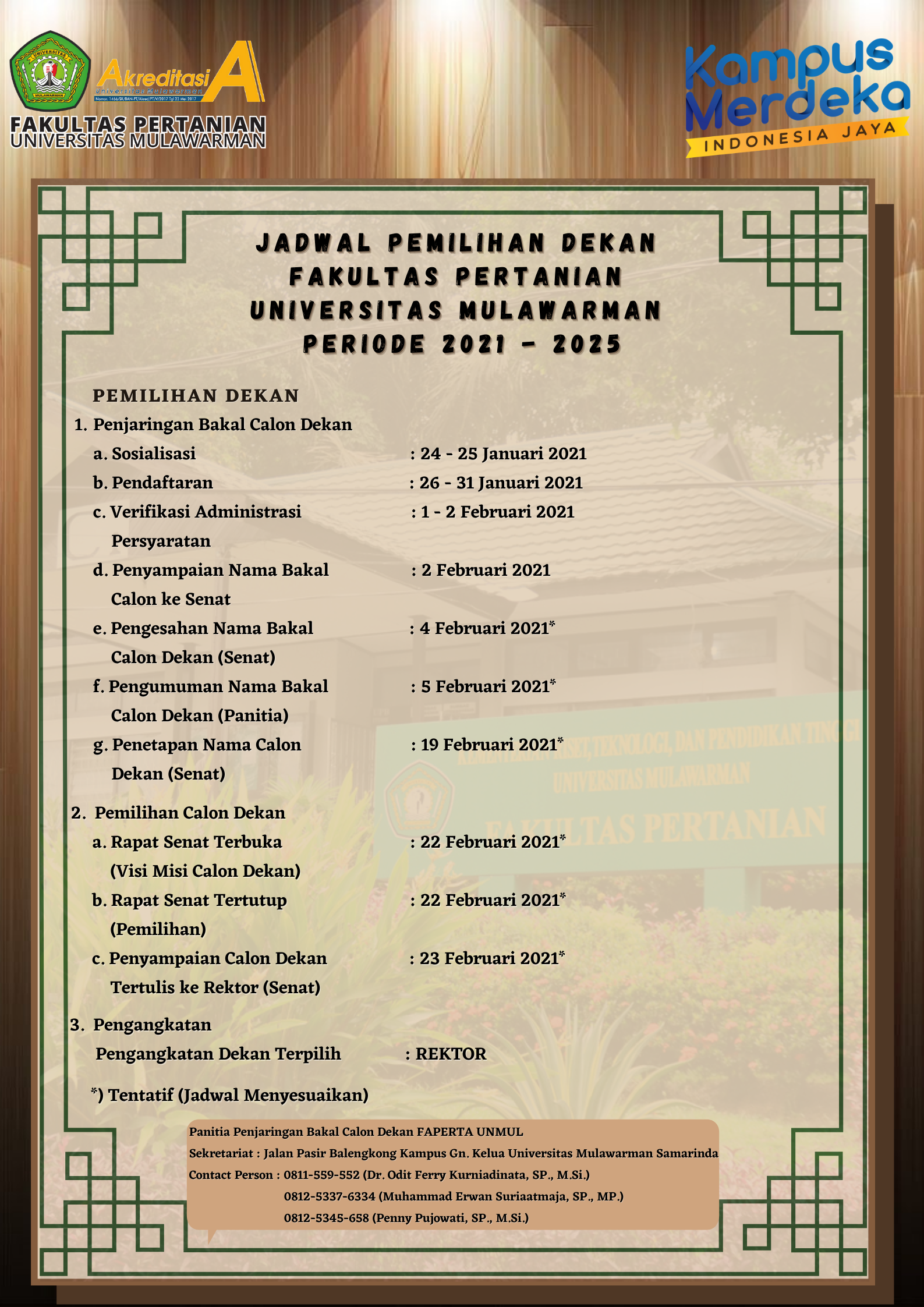 Sosialisasi Informasi Tahapan Pemilihan Dekan Fakultas Pertanian Periode 2021-2025