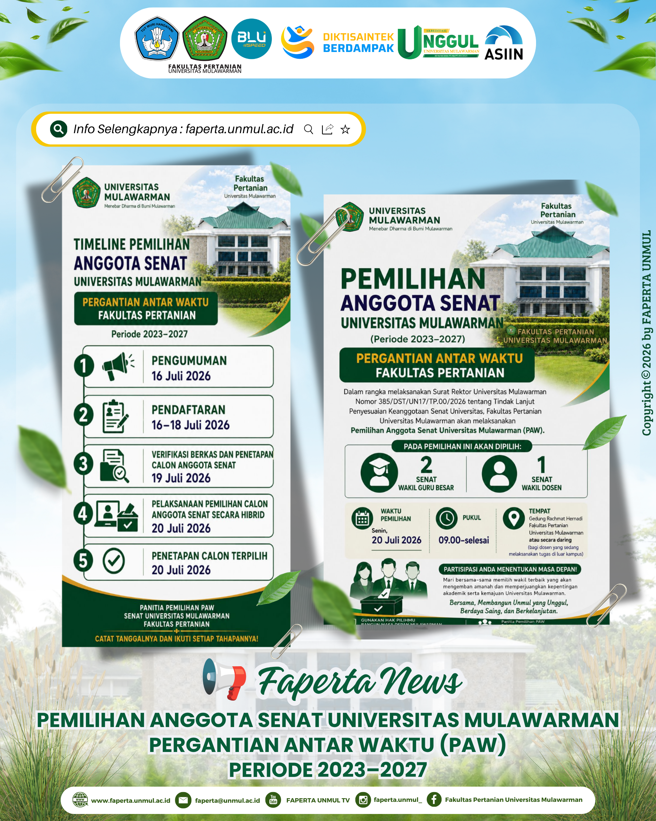 Pemilihan Anggota Senat Universitas Mulawarman Pergantian Antar Waktu (PAW) periode 2023–2027 Fakultas Pertanian Universitas Mulawarman