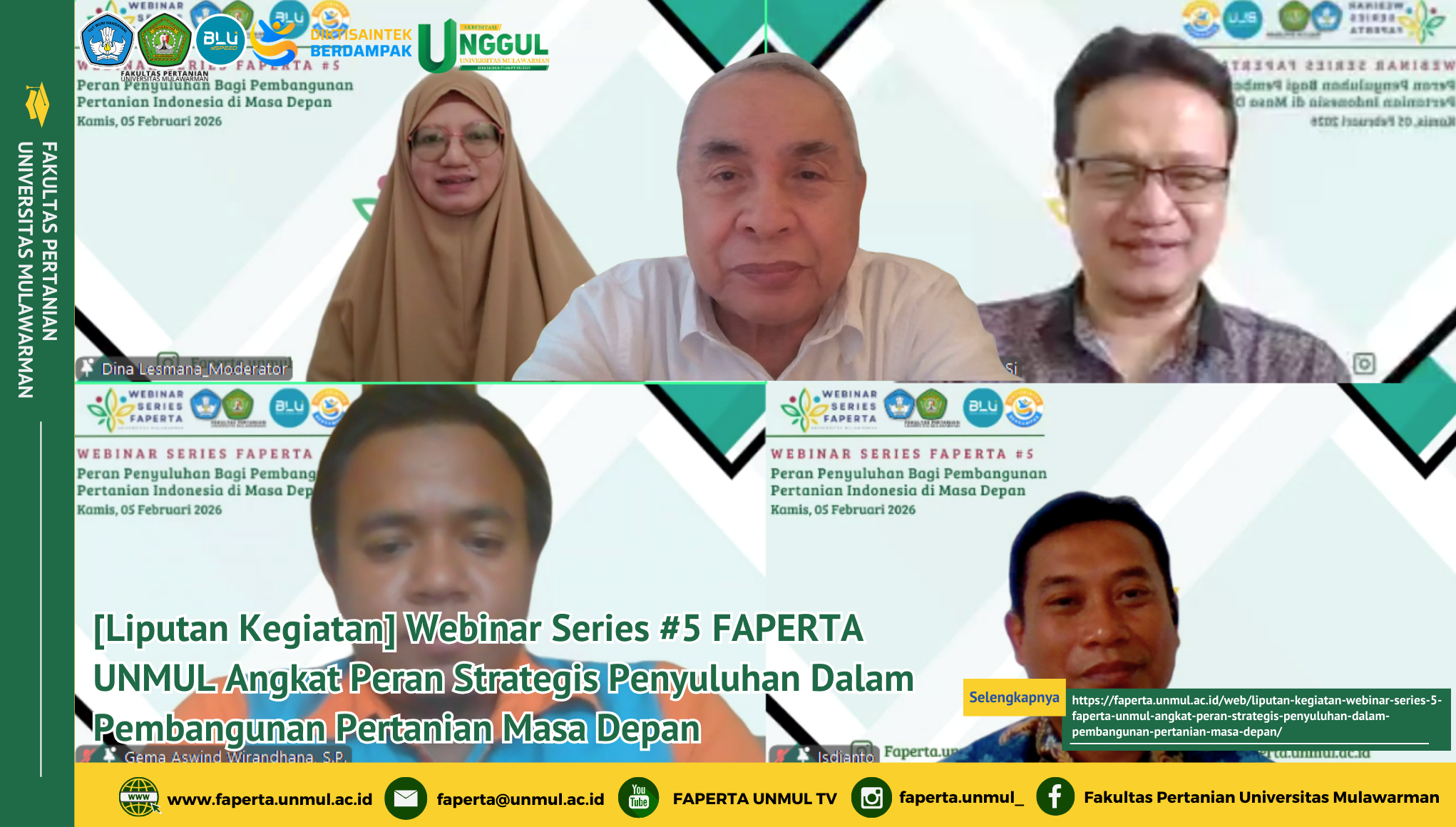 [Liputan Kegiatan] Webinar Series #5 FAPERTA UNMUL Angkat Peran Strategis Penyuluhan Dalam Pembangunan Pertanian Masa Depan