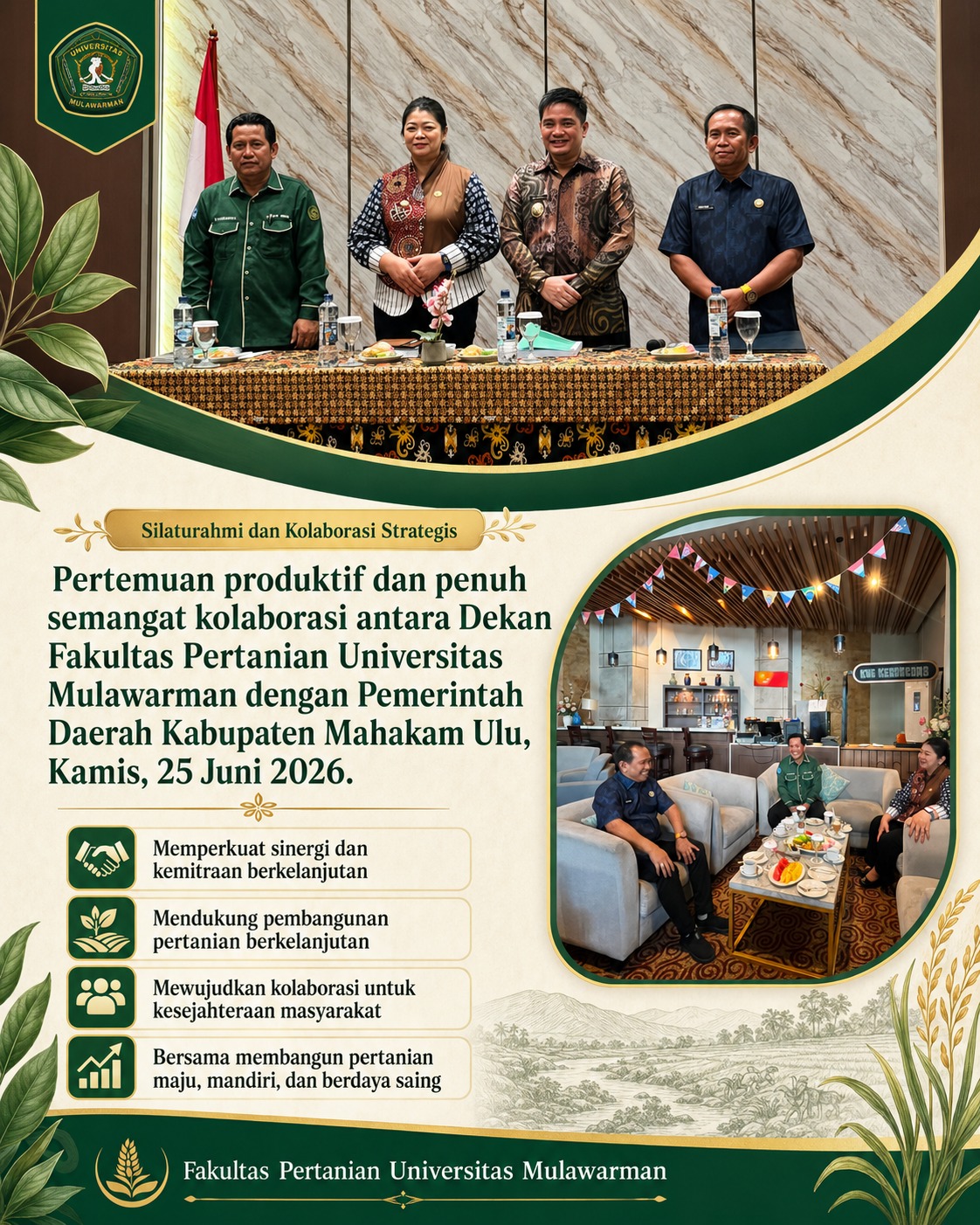 Pertemuan Produktif dan Penuh Semangat Kolaborasi Antara Fakultas Pertanian Universitas Mulawarman dan Pemerintah Mahakam Ulu