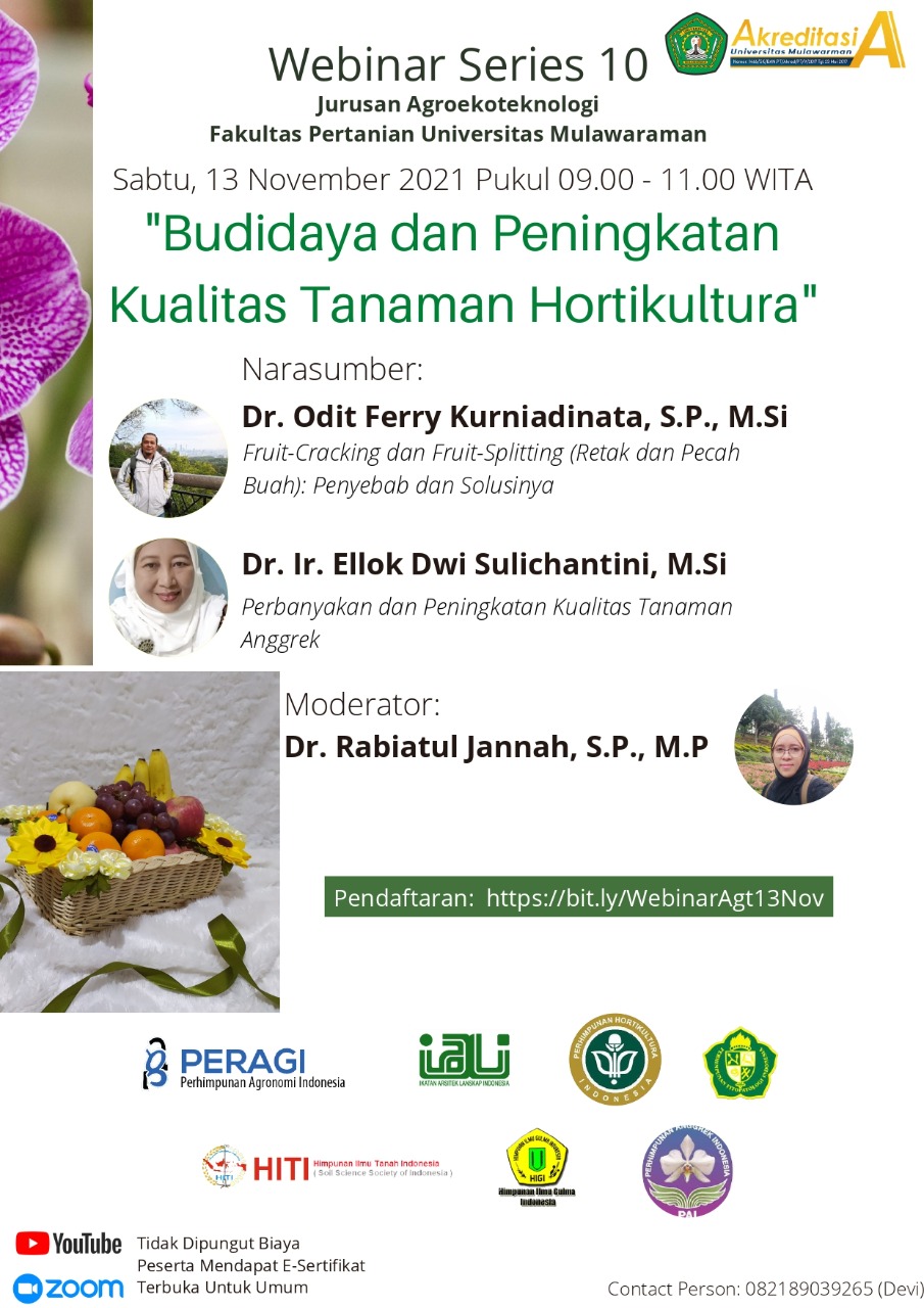Buruan Gabung di Webinar Seri 10 Jurusan Agroekoteknologi Fakultas Pertanian Universitas Mulawarman