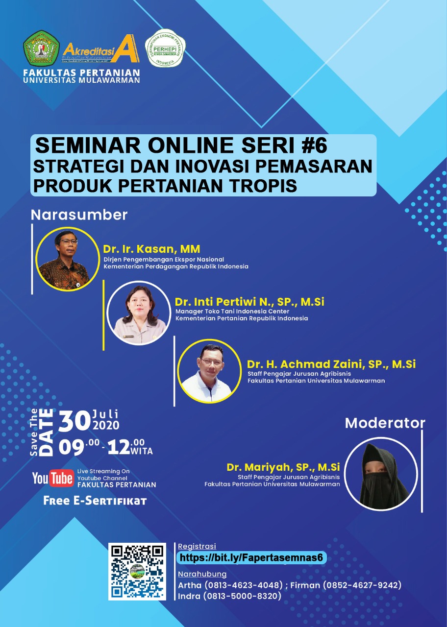 Buruan Segera Gabung di Seminar Online Fakultas Pertanian Universitas Mulawarman Seri 6