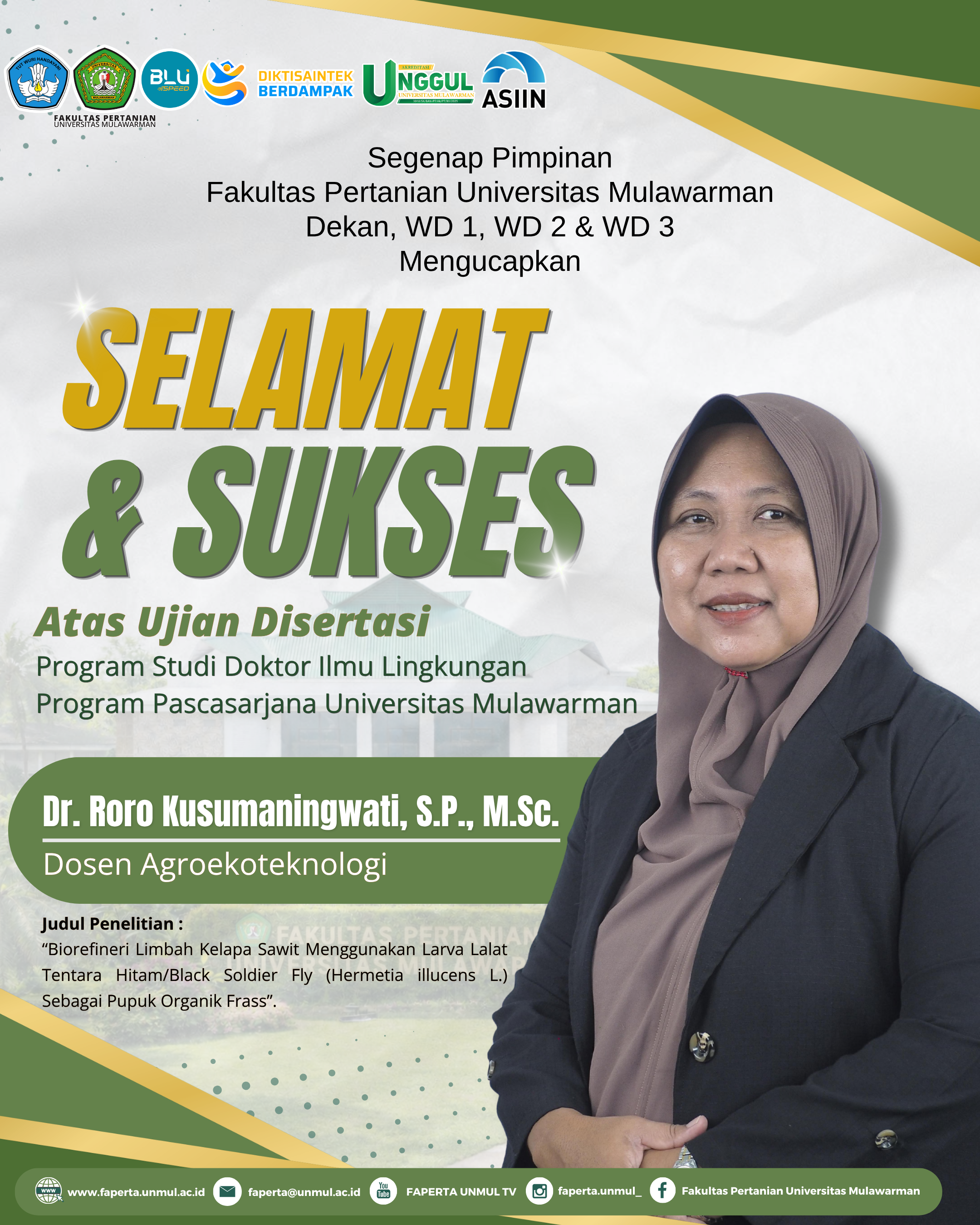 Dosen Agroekoteknologi Faperta Unmul Berhasil Menyelesaikan Ujian Disertasi Program Doktor Ilmu Lingkungan