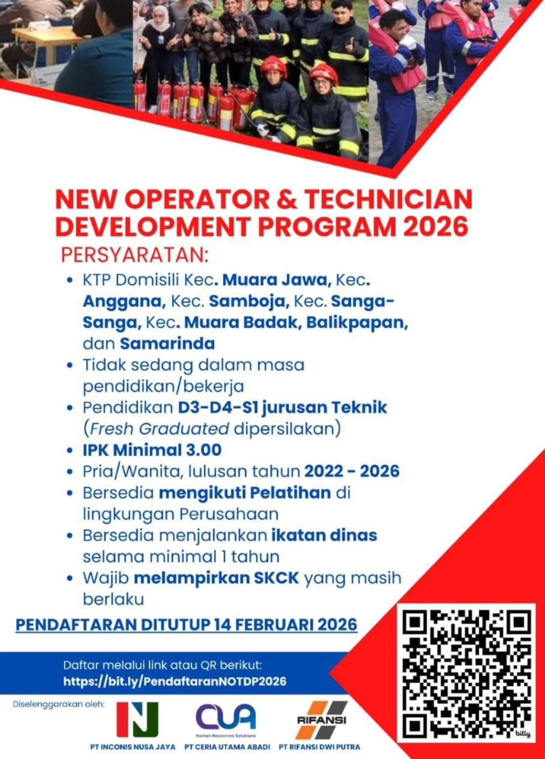 Hiring New Operator & Technician Development Program 2026