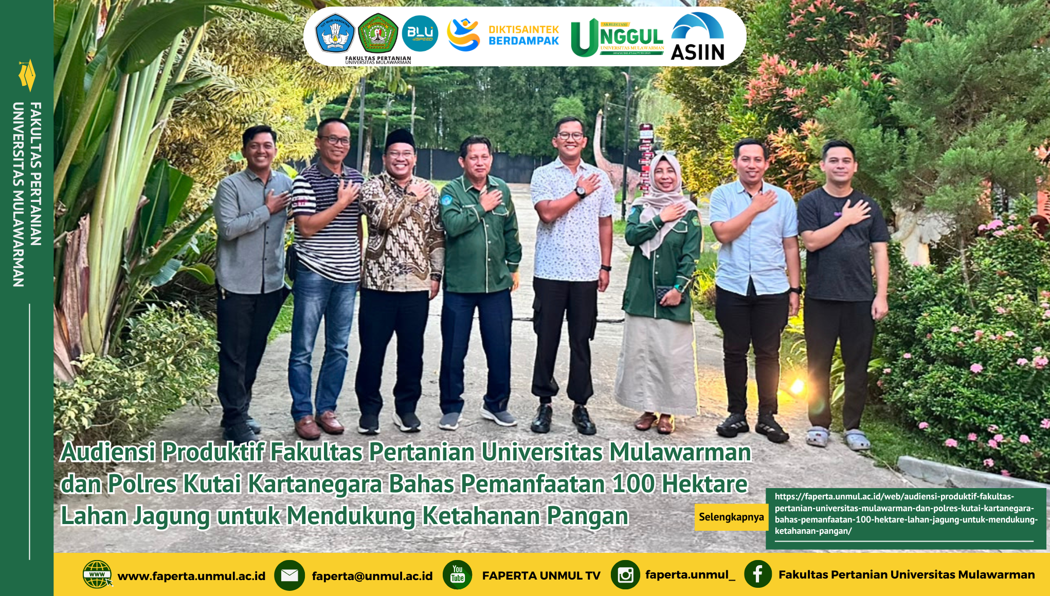 Audiensi Produktif Fakultas Pertanian Universitas Mulawarman dan Polres Kutai Kartanegara Bahas Pemanfaatan 100 Hektare Lahan Jagung untuk Mendukung Ketahanan Pangan