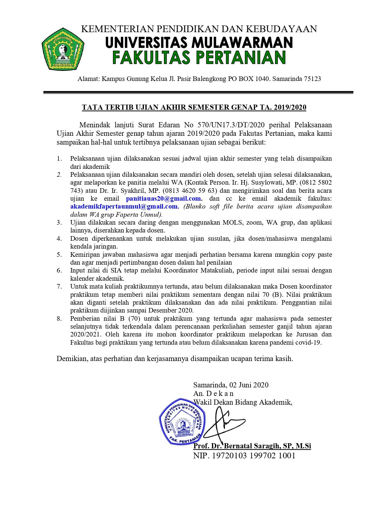 Tata Tertib Ujian Akhir Semester Genap TA. 2019/2020
