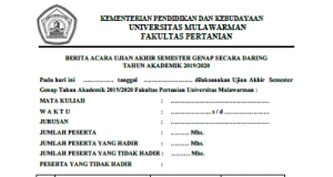 Berita Acara Ujian Akhir Semester Genap Secara Daring Tahun Akademik 2019/2020