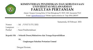 Surat Pemberitahuan Pembatasan Secara Ketat Fakultas Pertanian Universitas Mulawarman