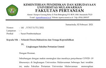 Surat Pemberitahuan Pembatasan Secara Ketat Fakultas Pertanian Universitas Mulawarman