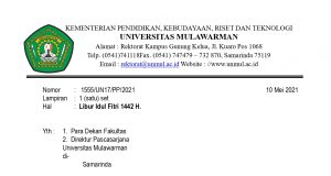 Libur Kegiatan Akademik Hari Raya Idul Fitri 1442 H Tahun 2021