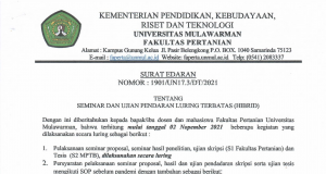 Surat Edaran tentang Seminar dan Ujian Pendadaran Luring Terbatas (HIBRID)