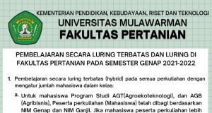 SOP Peminjaman Alat dan Tata Cara Penggunaan Kuliah Luring Terbatas (Hybrid) Fakultas Pertanian Universitas Mulawarman