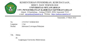 Informasi Lowongan Pekerjaan Kerjasama dengan UPT PERKASA